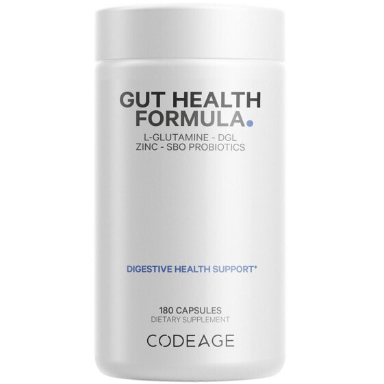 Gut Health Formula, L Glutamine, Zinc, Mushrooms, Licorice, Probiotics & Prebiotics Supplement - 180ct