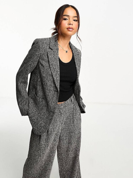 Vero Moda Aware textured melange oversized blazer co-ord in charcoal