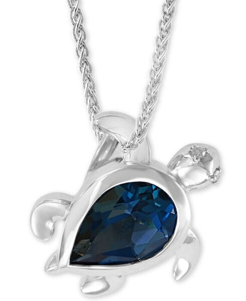 EFFY® London Blue Topaz (2-3/8 ct. t.w) & Diamond Accent Turtle 18" Pendant Necklace in Sterling Silver