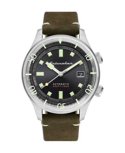Men's Bradner Automatic Green Genuine Leather Strap Watch 42mm