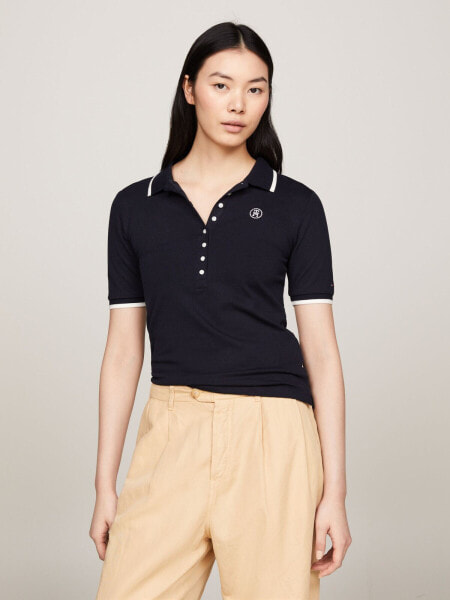 Slim Fit Tipped TH Monogram Polo