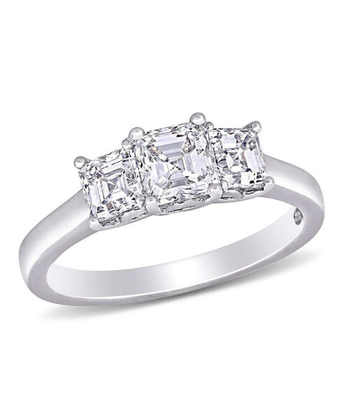 Asscher-Cut Certified Diamond (1 1/2 ct. t.w.) 3- Stone Engagement Ring in 14k White Gold