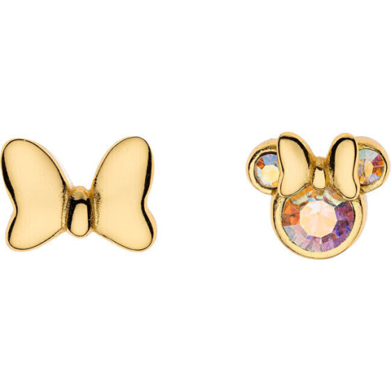 Gold-plated Minnie Mouse stud earrings with crystals ES00073YRCL.CS