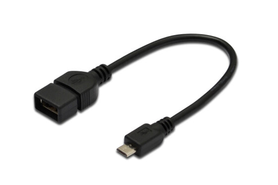 DIGITUS USB 2.0 Adapter / Converter - OTG - 0.2 m - USB A - USB A - USB 2.0 - Black
