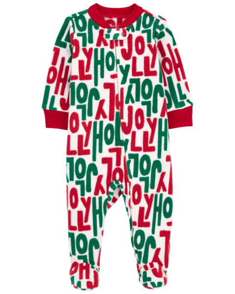 Baby Holly Jolly Zip-Up Fleece Sleep & Play Pajamas NB