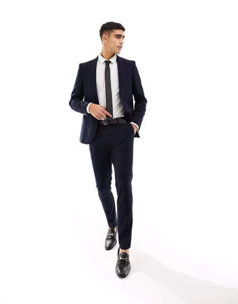 River Island super skinny suit trousers in navy