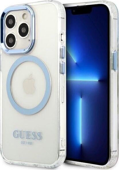 Guess Guess GUHMP13XHTRMB iPhone 13 Pro Max 6,7" niebieski/blue hard case Metal Outline Magsafe NoSize