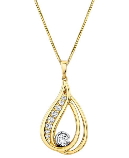 Diamond Double Loop Teardrop 18" Pendant Necklace (1/3 ct. t.w.) in 14k Two-Tone Gold