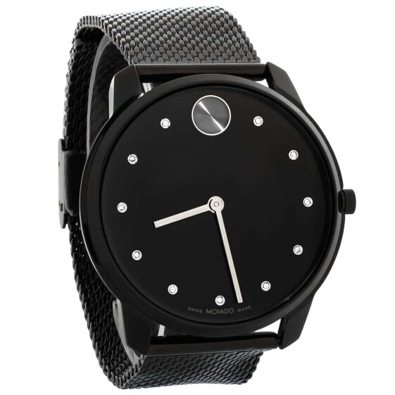 Movado Bold Thin Mens Black ION Plated Stainless Steel Quartz Watch 3600904