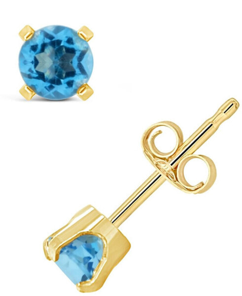 Gemstone Stud Earrings in 14K Yellow Gold