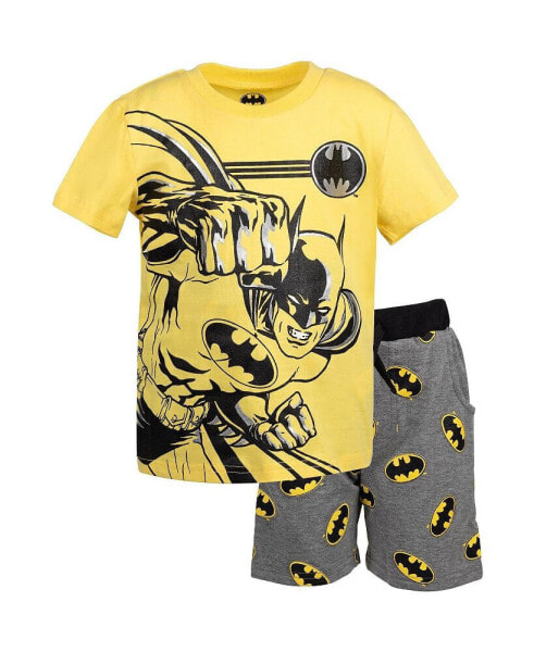 Toddler Boys Justice League Batman T-Shirt and French Terry Shorts Outfit Set to