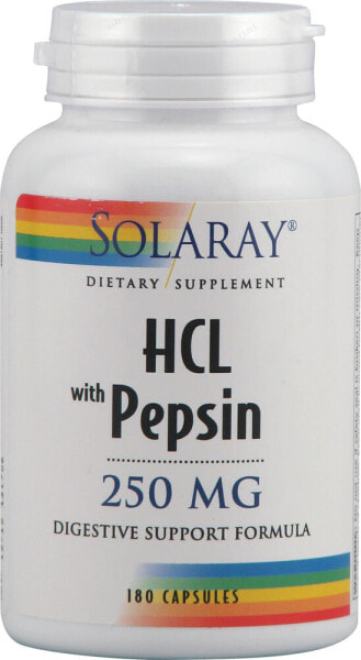 Solaray Betaine HCL with Pepsin  Бетаин гидрохлорид с пепсином 250 мг 180 растительных капсулы