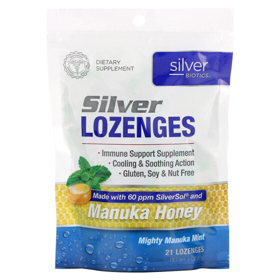 Silver Biotics, Mighty Manuka Mint, 21 Lozenges, 3 oz (85 g)