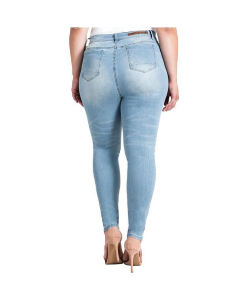 Plus Size Distressed Stretch Denim Ankle Jeans