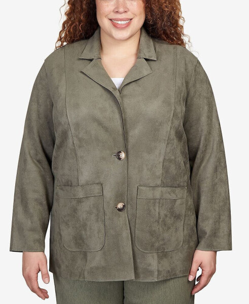 Plus Size Chelsea Market Faux Suede Car Jacket