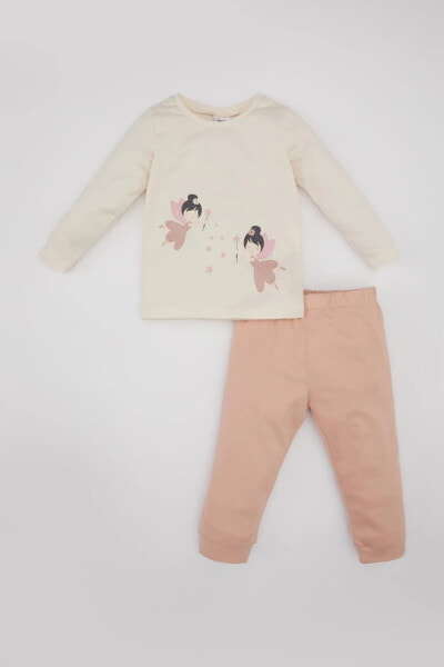 Kız Bebek Baskılı Uzun Kollu Penye Pijama Takımı C0664A524SP