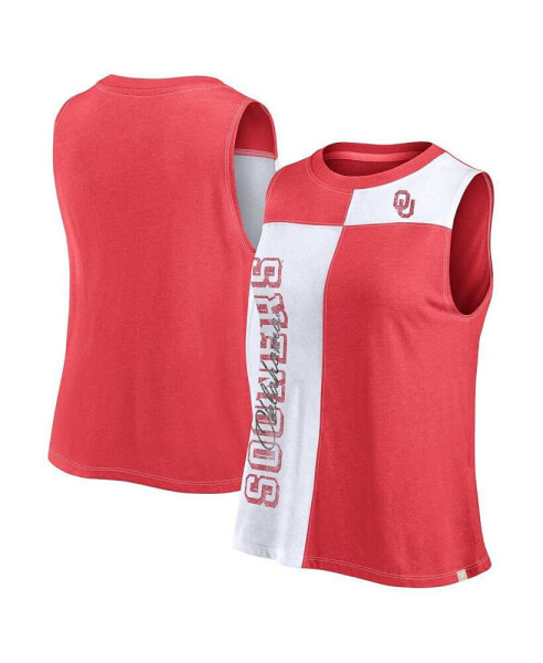 Women's Crimson/White Oklahoma Sooners Colorblock High Neck Tank Top