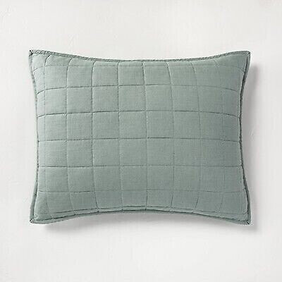 King Heavyweight Linen Blend Quilt Pillow Sham Sage Green - Casaluna