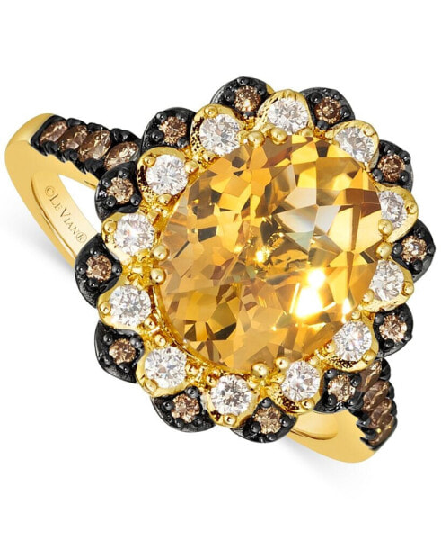 Cinnamon Citrine (3-1/4 ct. t.w.) & Diamond (1/2 ct. t.w.) Halo Ring in 14k Gold