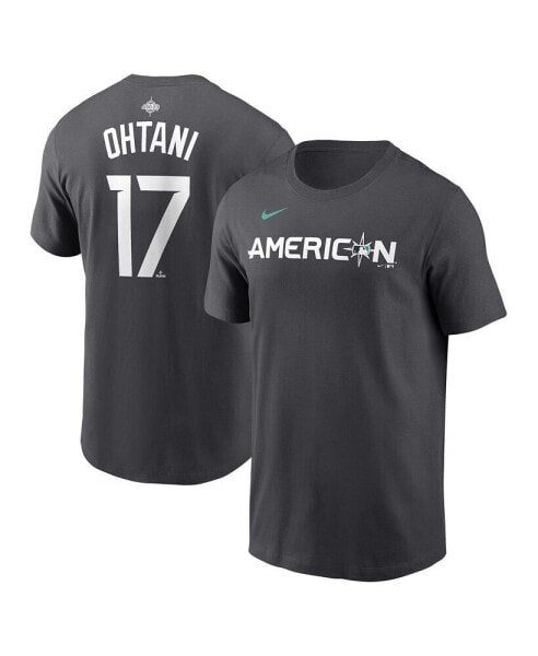 Men's Shohei Ohtani Anthracite American League 2023 MLB All-Star Game Name and Number T-shirt