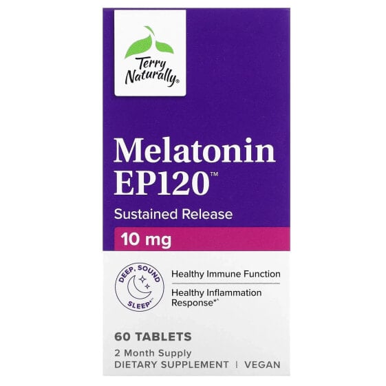 Витамины для здорового сна Terry Naturally Мелатонин EP120 с улучшенным высвобождением, 10 мг, 60 таблеток