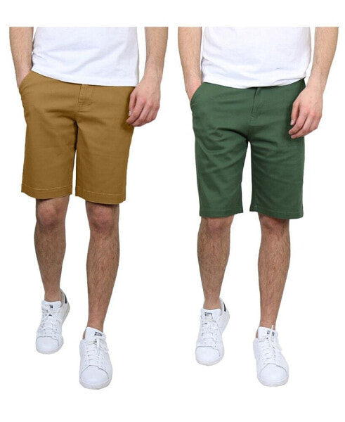 Men's 5 Pocket Flat Front Slim Fit Stretch Chino Shorts, Pack of 2