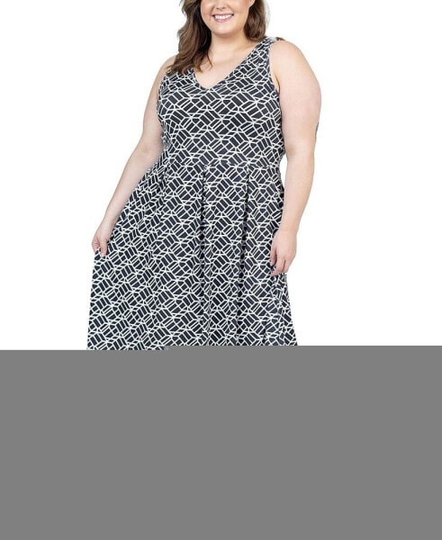 Plus Size Midi Length Sleeveless Pocket Dress
