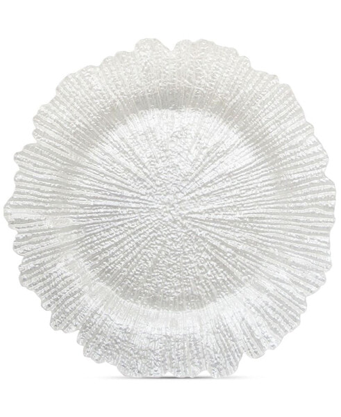 Jay Import Glass White Pearl Reef Charger Plate