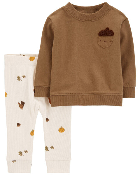 Baby 2-Piece Acorn Pullover & Pull-On Pant Set 6M