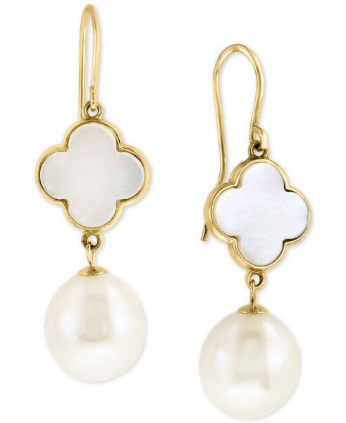 EFFY® Mother-of-Pearl & Freshwater Pearl (9-1/2mm) Drop Earrings in 14k Gold
