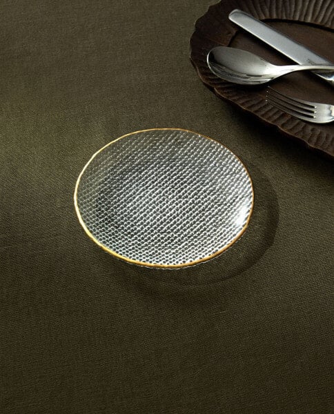 Raised glass side plate with gold rim