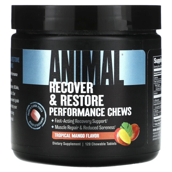 БАД Аминокислоты Animal Recover & Restore Performance Chews, Тропический Манго, 120 жевательных таблеток.