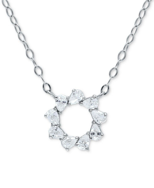 Giani Bernini cubic Zirconia Pear Circle Pendant Necklace, 16" + 2" extender, Created for Macy's