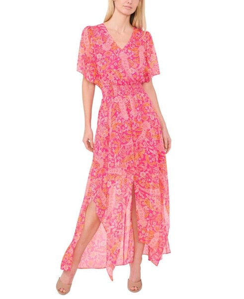 Women's Flutter-Sleeve Maxi Dress