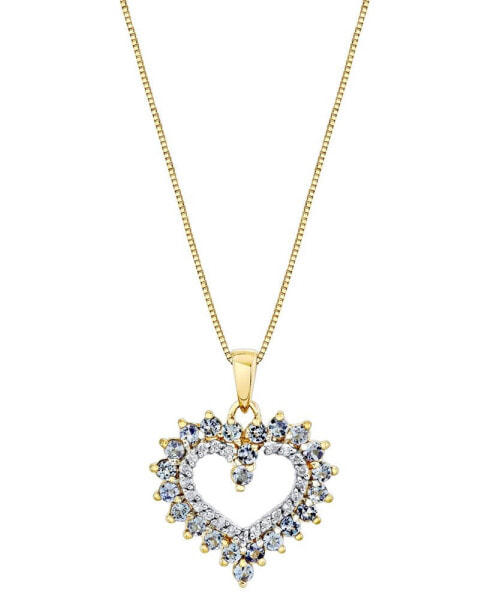 Tanzanite (7/8 ct. t.w.) & Diamond (1/10 ct. t.w.) Heart 18" Pendant Necklace in 10k Gold