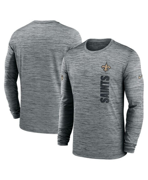 Men's Gray New Orleans Saints 2024 Sideline Velocity Performance Long Sleeve T-Shirt