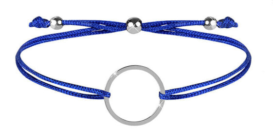 Corded bracelet with blue / steel ring