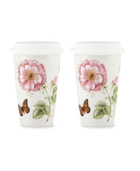 Butterfly Meadow Thermal Travel Mugs, set of 2