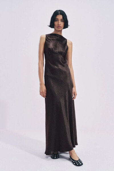 GATHERED SATIN DRESS ZW COLLECTION