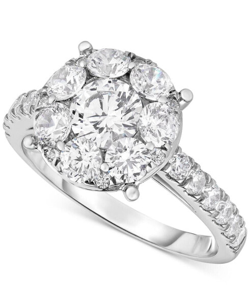 Кольцо Macy's Diamond Halo Cluster 14k White Gold