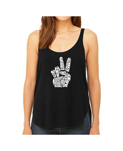 Women's Premium Word Art Flowy Tank Top- Peace Fingers