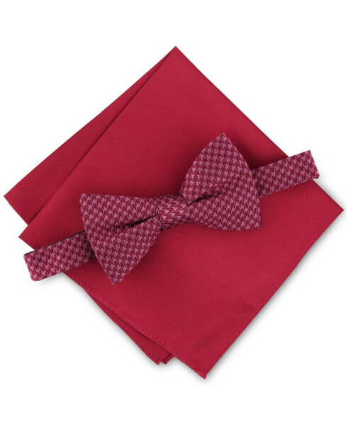 Men's Houndstooth Bow Tie & Pocket Square Set, Created for Macy's