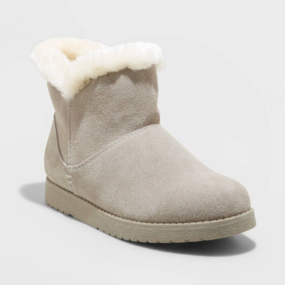 Universal Thread Shearling Boots Women's US 6 Gray Claudia Flat Round Toe