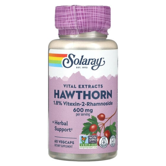 Solaray, Vital Extracts Hawthorn, 300 мг, 60 VEGCAPS