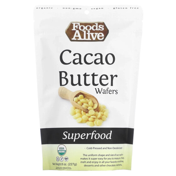 Foods Alive, органический суперфуд, какао-масло в дропсах, 227 г (8 унций)