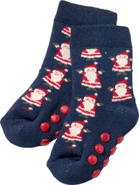 ABS Socken mit Weihnachtsmann-Muster, blau & rot, Gr. 23/26, 1 St