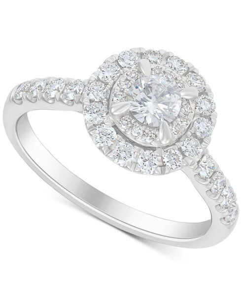 Diamond Double Halo Engagement Ring (1 ct. t.w.) in 14k White Gold