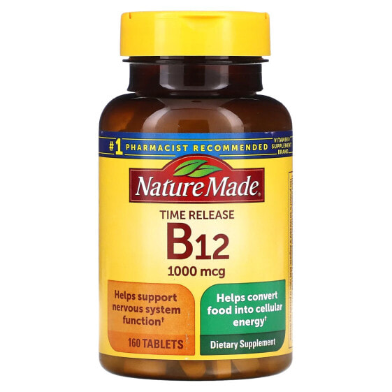 Nature Made, витамин B12, медленное высвобождение, 1000 мкг, 160 таблеток