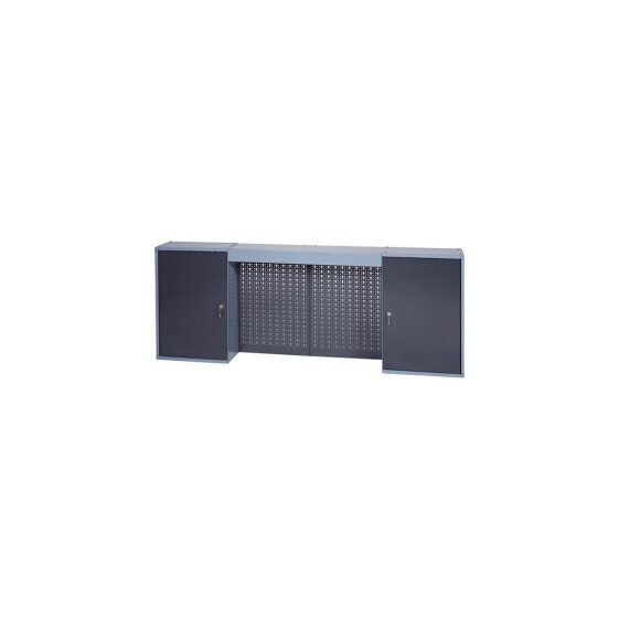 Werkzeugschrank H600xB1600xT200mm hammerschlagsilber anthrazit 4 Lochrückwände, 2 Türen