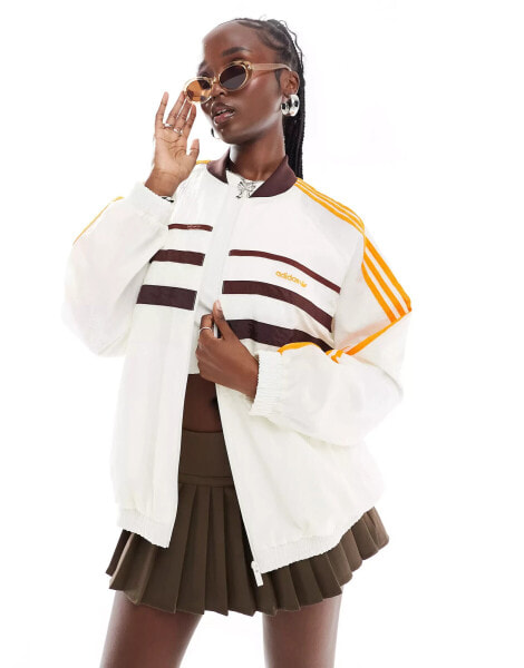 adidas Originals 80s track top in off white/shadow brown